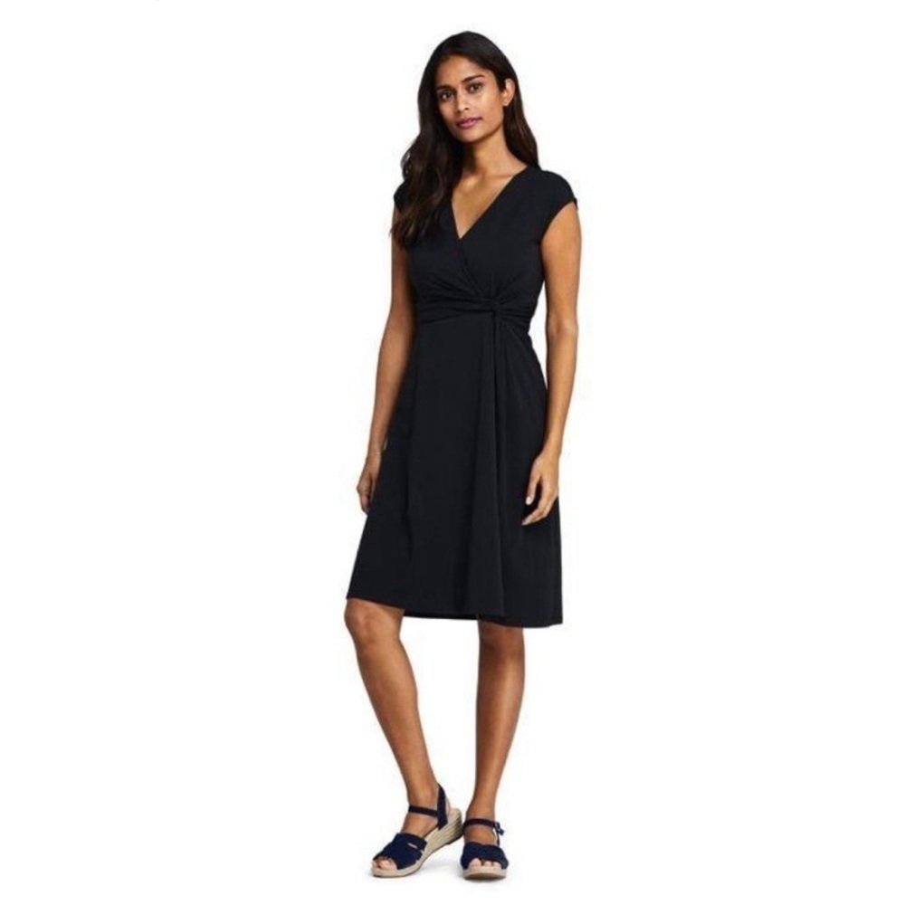 NWOT Lands’ End lands end twist dress black cotton jersey, medium M WOW PRICE!